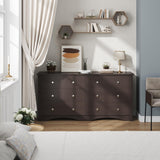 Furmax 6 Wood Drawers Dresser for Bedroom, Double Dresser for TV up to 65 inch, TV Stand Storage Chest of Drawers for Living Room Hallway Entryway (Brown) Furmax