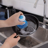 Dish Brush with Soap Dispenser for Dishes Pot Pan Kitchen Sink Scrubbing, Blue 2pcs YeuDeuy