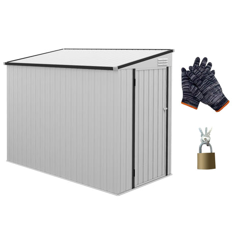 Outsunny 4' x 7.7' Metal Outdoor Storage Shed, Lean to Storage Shed, Garden Tool Storage House with Lockable Door and 2 Air Vents for Backyard, Patio, Lawn, White Outsunny