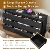 Black Dresser for Bedroom, 63 Inch Long 9 Drawers Dresser with Charging Station, Modern Large Wood Chest of Drawers Handle Free for Bedroom, Living Room, Entryway, Hallway, Black jiteentarou