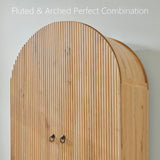 IFGET Fluted Arched Pantry Cabinet, 71" Tall Kitchen Storage Pantry Cabinet with Adjustable Shelves and 2 Large Drawers, Freestanding Morden Versatile Cupboard for Living Room, Bathroom, Natrual IFGET