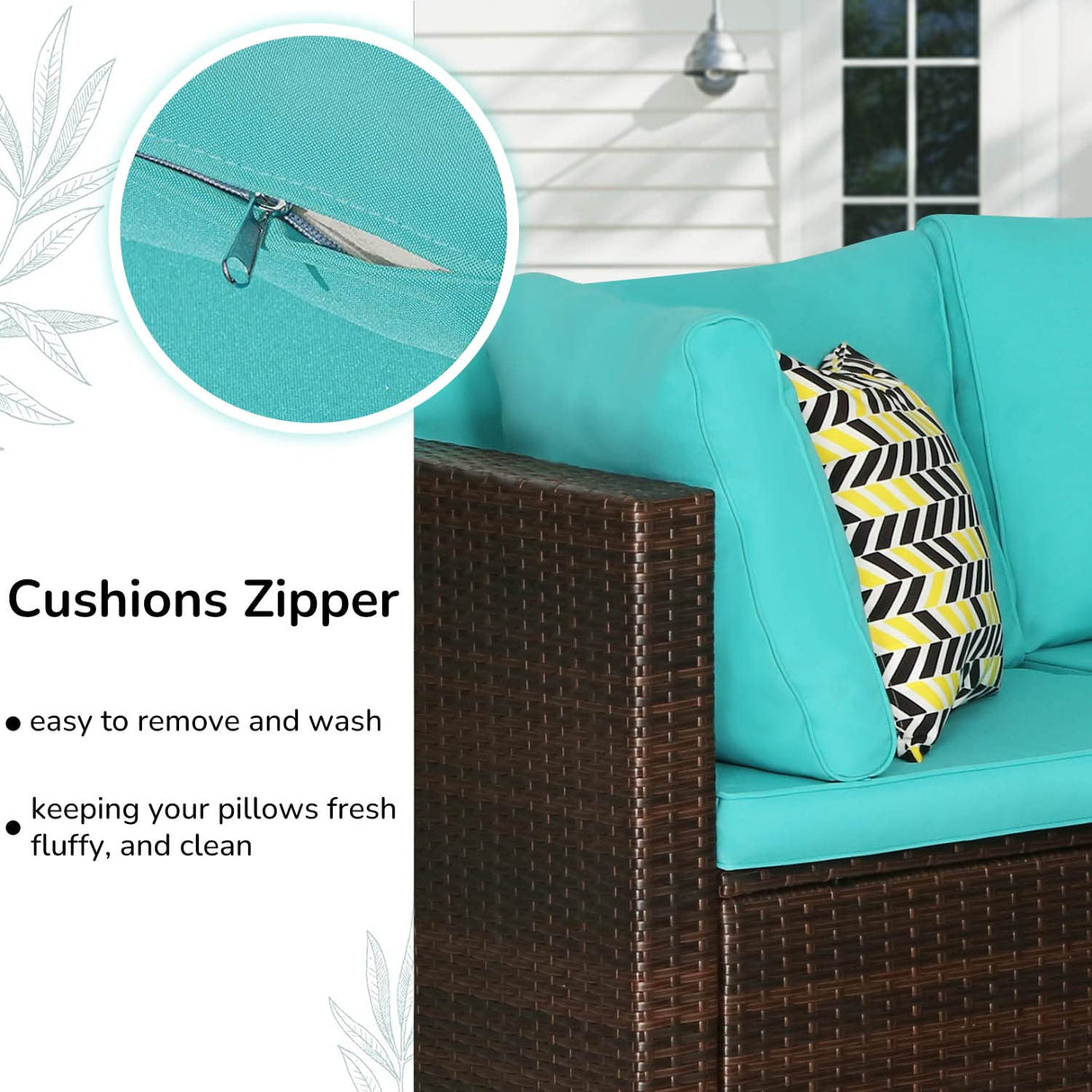 PayLessHere Patio Furniture Set 7 Pieces Outdoor Furniture Wicker Conversation Set Sectional Sofa and Coffee Table Wicker Patio Conversation Sets for Backyard Porch Balcony Poolside,Blue Cushion PayLessHere