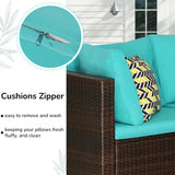 PayLessHere Patio Furniture Set 7 Pieces Outdoor Furniture Wicker Conversation Set Sectional Sofa and Coffee Table Wicker Patio Conversation Sets for Backyard Porch Balcony Poolside,Blue Cushion PayLessHere