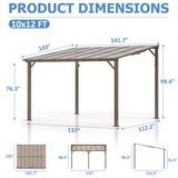 Airwire 10x12 FT Gazebo, Outdoor Gazebos on Clearance with Aluminum Frame, Wall Mounted Gazebo & Pergola, Lean to Gazebo Awnings for Patio, Decks, Porch and Backyard AirWire