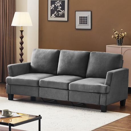 VINGLI Grey 83" Sofa Couches for Living Room, Faux Suede Modern Comfy 3 Seater Couch 25.6" Deep Seat Upholstery Cozy Sofas for Small Space, Bedroom, Apartment, Home Office VINGLI