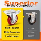 Caster Wheels 2 Inch, Heavy Duty Caster Wheels Set of 4, Swivel Castor Wheels with Dual Locking Brakes, Silent Polyurethane (PU), 360° Rotation, for Furniture and Workbench, Load 600lbs PUIPUM