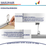 Windscreen4less 4' x 16' Retractable Sun Shade Canopy Cover Sliding Wave Shade Sail for Pergola Patio Deck Yard Gazebo Outdoor (Beige) Windscreen4less