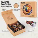 LEOGOR Mosaic Wooden Jigsaw Puzzles for Adults with Whimsical Pieces – 350 Piece Colorful Sun and Moon Puzzle with Unique Animal-Shaped Wood Pieces – Beautiful Design, Large 14.9'' x 14.9'' LEOGOR