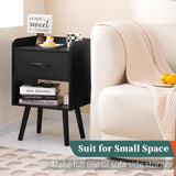 Yoobure Night Stand with Fabric Drawer, Modern Nightstand, Bedside Tables, Mid Century Nightstands with Open Storage Shelf, Wood Bedside Table, Small Night Stands for Bedrooms, 2-Tier Night Table Yoobure