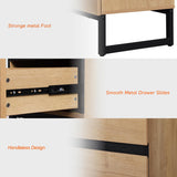 WAMPAT Nightstand with 2 Drawers for Bedroom, Modern Bedside Table with Black Square Iron Leg, Wood Rustic Side End Table for Living Room, Oak WAMPAT