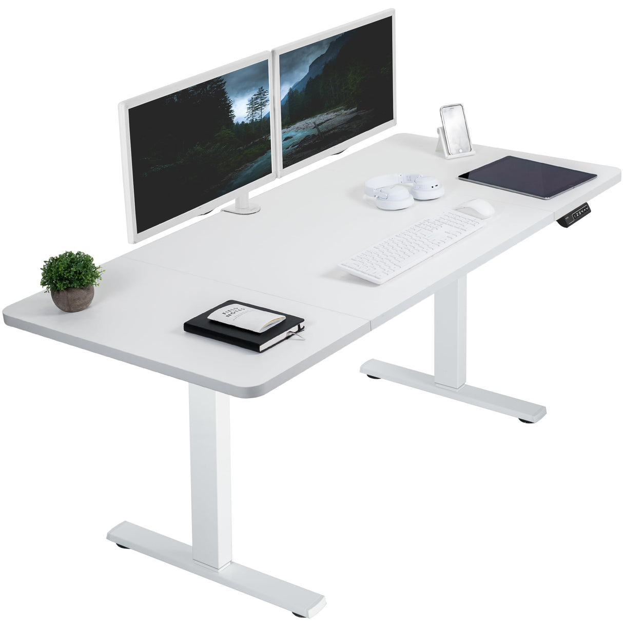 VIVO Electric 60 x 30 inch Standing Desk Workstation, Memory Controller Height Adjustment, 1B Series, White Top White Frame, DESK-KIT-1W6W-30 VIVO