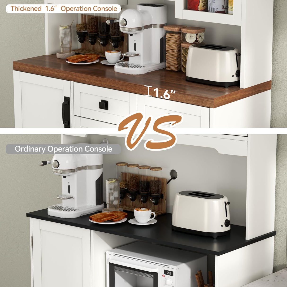 60" Tall Farmhouse Kitchen Pantry Storage Cabinet,Kitchen Hutch with Microwave Stand,Freestanding Buffet Pantry Cabinet with Glass Door and Adjustable Shelves for Dining Room (White) Gyfimoie