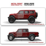 SHEAM Metal Front Door Pocket Storage Box Compatible with 2018-2025 Jeep Wrangler JL 2/4 Door 4XE Gladiator JT, Car Side Insert Organizer Box Interior Accessories Replaces Weak Saggy Net -2PCS SHEAM