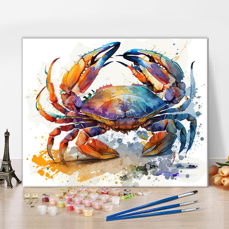 TISHIRON Paint by Numbers Crab, DIY Paint by Numbers Kit for Adults and Kids, DIY Canvas Painting by Numbers, Watercolor Oil Painting, Acrylic Painting Arts and Craft for Home Decoration, 16x20 Inch TISHIRON