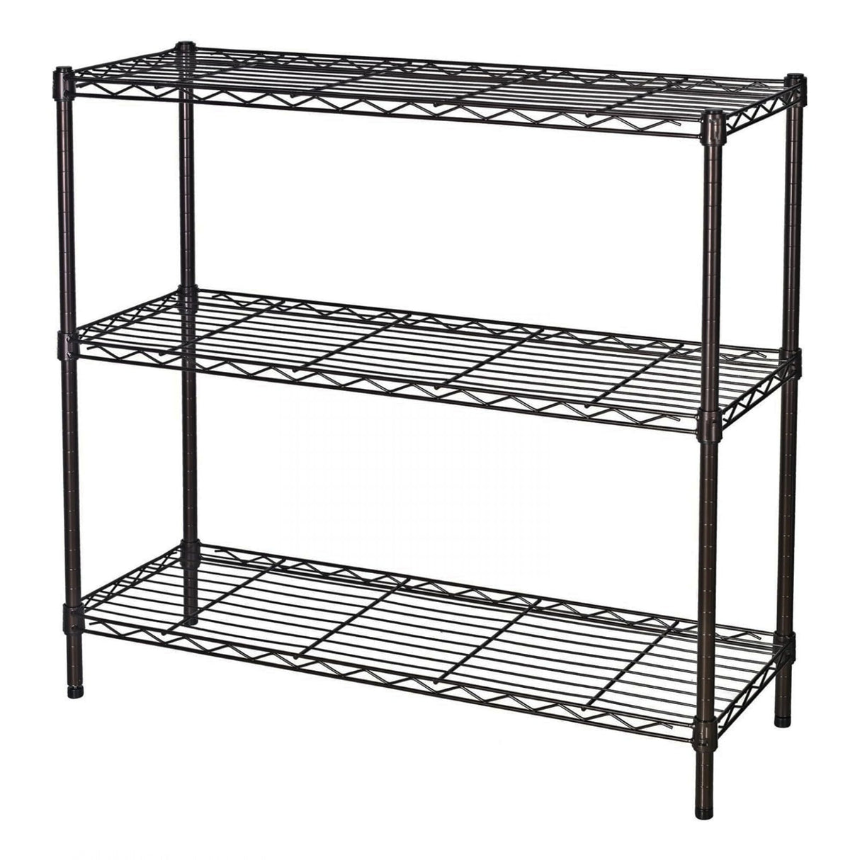 Standing Shelving Units, 36" W x 14" D x 32" H Metal Storage Shelves, Adjustable Carbon Steel Wire Shelving Rack Display Shelf for Garage Bathroom Kitchen Home Office (3-Tiers, Black) SoSo-BanTian1989