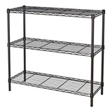 Standing Shelving Units, 36" W x 14" D x 32" H Metal Storage Shelves, Adjustable Carbon Steel Wire Shelving Rack Display Shelf for Garage Bathroom Kitchen Home Office (3-Tiers, Black) SoSo-BanTian1989