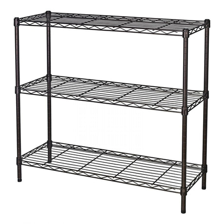 Standing Shelving Units, 36" W x 14" D x 32" H Metal Storage Shelves, Adjustable Carbon Steel Wire Shelving Rack Display Shelf for Garage Bathroom Kitchen Home Office (3-Tiers, Black) SoSo-BanTian1989
