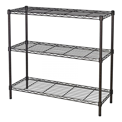 Standing Shelving Units, 36" W x 14" D x 32" H Metal Storage Shelves, Adjustable Carbon Steel Wire Shelving Rack Display Shelf for Garage Bathroom Kitchen Home Office (3-Tiers, Black)