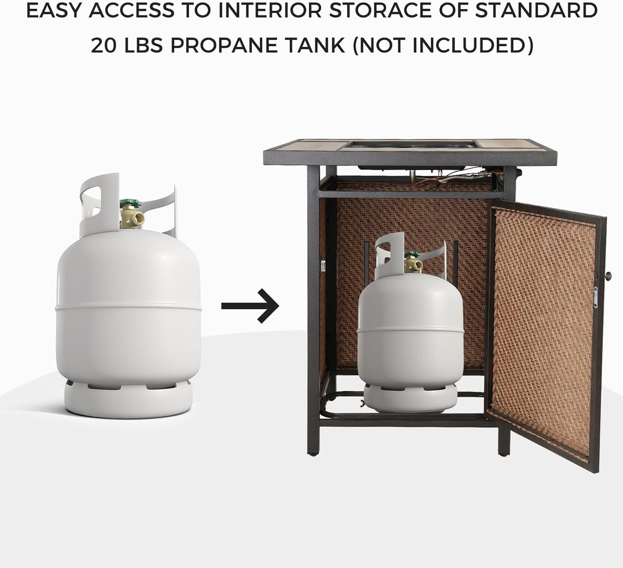 Grand patio 5-Piece Patio Swivel Bar Set with Fire Pit Table 60,000 BTU Heat Output, Outdoor Counter Height Patio Bar Stools Set of 5, High Bar Chairs with High Back, Black&Grey Plaid Grand patio