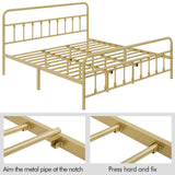 Yaheetech Classic Metal Platform Bed Frame Mattress Foundation with Victorian Style Iron-Art Headboard/Footboard/Under Bed Storage/No Box Spring Needed/King Size Antique Gold Yaheetech