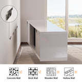 AMERLIFE Floating Fireplace TV Stand, Wall Mounted Mirrored Entertainment Center with 40" Electric Fireplace, Modern LED Lights Media Console for TVs Up to 90", All White AMERLIFE