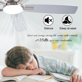 NKPU Ceiling Fans with Lights, 52 Inch Low Profile Ceiling Fan with Light and Remote Control, Flush Mount, DC Reversible Motor, Dimmable LED Ceiling Fans for Bedroom,Indoor/Outdoor Patio Use（Nickel） NKPU