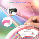 AMOLEN Silk PLA 3D Printer Filament, Shiny Multicolor Rainbow PLA Filament 1.75mm, Gradient Color Change PLA 3D Printing Filament for Most FDM 3D Printer, Pink Blue Purple Green Yellow, 1kg (2.2lbs) AMOLEN