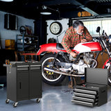 Goplus Rolling Tool Chest, 5 Drawers Tool Storage Cabinet with Universal Lockable Wheels, Detachable Top Toolbox, Lock Bar, Protective Liner, Heavy Duty Metal Tool Cart, Tool Box for Workshop Garage Goplus
