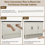 Halitaa Bathroom Wall Cabinet, Farmhouse Medicine Cabinet with Adjustable Wood Shelf & 3 Doors, Over The Toilet Storage Cabinet for Wall Mounted for Bathroom Laundry Room Kitchen, White and Black Halitaa