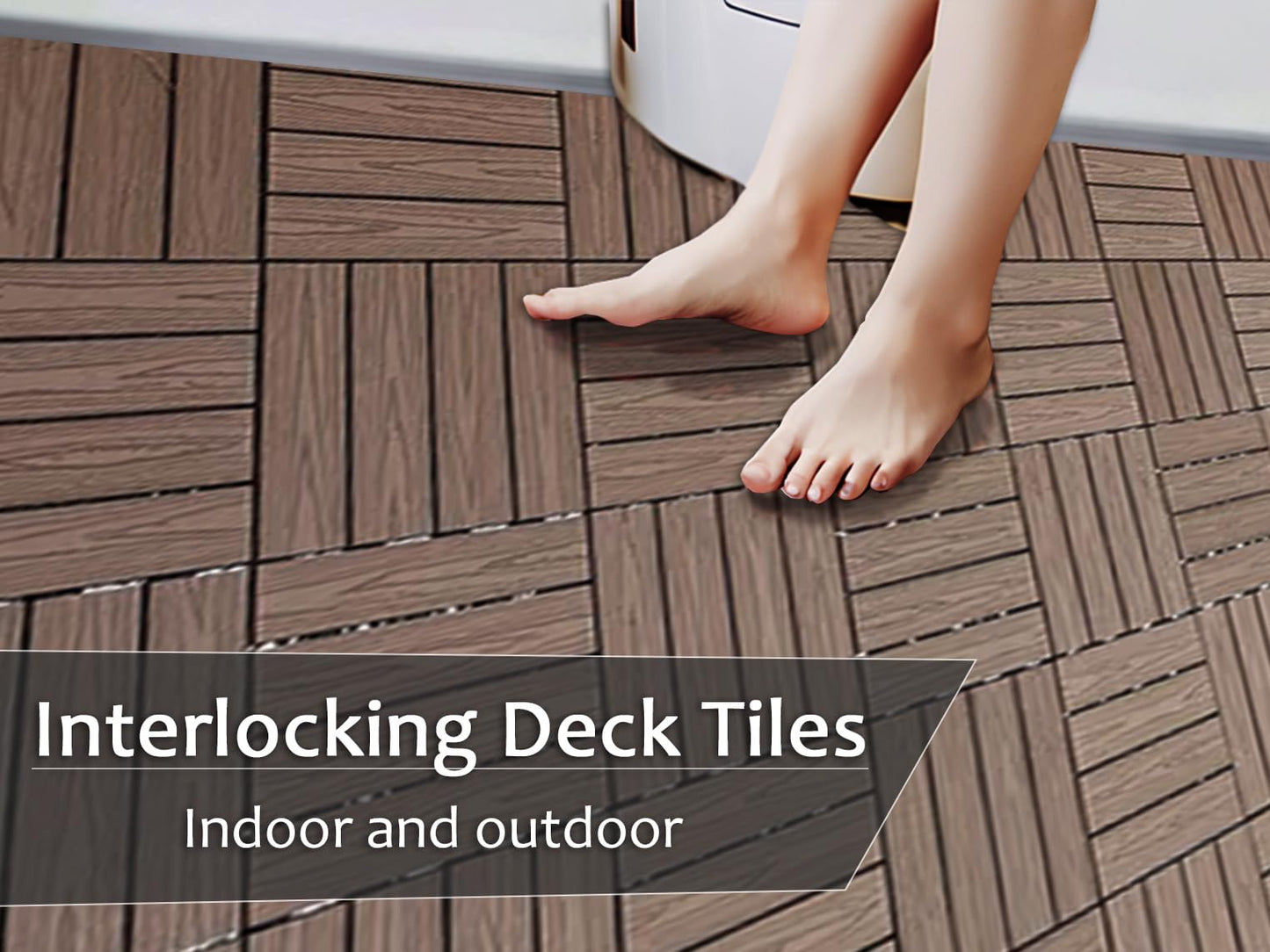 20 sq. ft Interlocking Deck Tiles 20pcs Wood Plastic 12"x12" Interlocking Patio Deck Tiles,Waterproof, Anti-Slip, Weather-Resistant, Ideal for Indoor and Outdoor Use (Light Coffee)