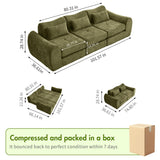 Opiesit 101.6" Modular Sectional Cloud Sofa,Floor Boneless Couch, 4-in-1 Folding Convertible Sofa Bed, Modular Cushion Couch,Suitable for Living Room,Bedroom and Recreation Room (Green) Opiesit