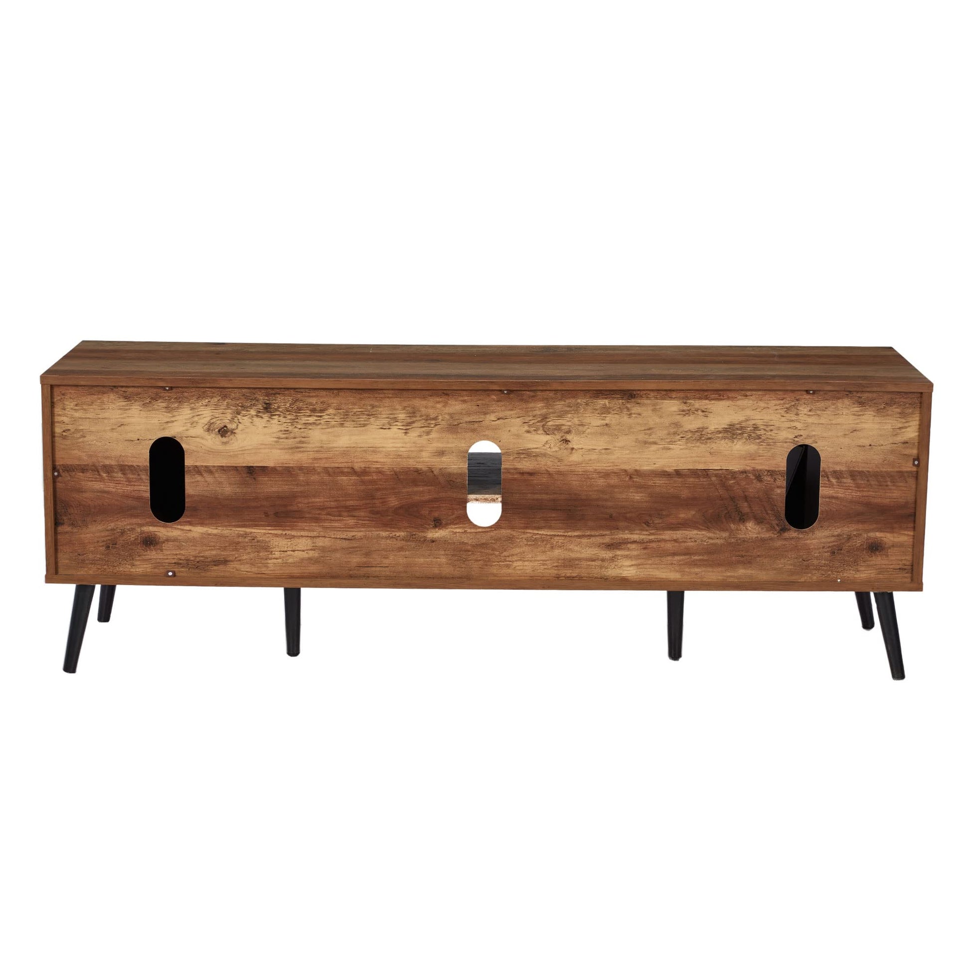 JOMEED Mid Century Modern Wooden TV Stand Entertainment Center Console with Open Shelving and 2 Cabinets for Televisions up to 65 Inches, Walnut - WoodArtSupply