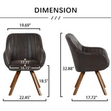 KithKasa Mid Century Modern Desk Chair No Wheels Swivel Accent Home Office Chair with Walnut Color Wood Legs for Living Room, Brown KithKasa