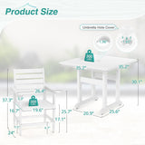 Homenjoy Patio Table and Chairs Set 5 Pieces, HDPS Weather Resistant Outdoor Dining Set, Square Outdoor Dining Table with 4 Patio Chairs, Patio Dining Set for Balcony, White Homenjoy