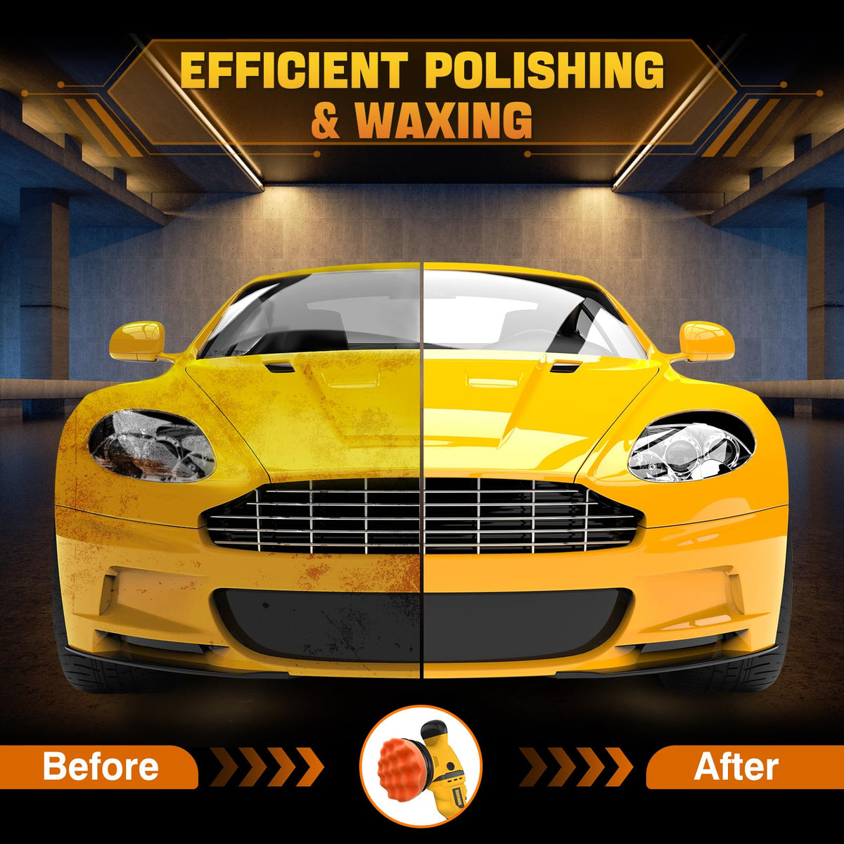 VERVEWAVE Cordless Buffer Polisher Kit for Dewalt 20V Battery (No Battery), 6-Inch Orbital Car Polisher Variable Speed 1800—5500 RPM, 17PCS Polishing Accessories, for Car Polishing/Waxing (Tool Only) VERVEWAVE