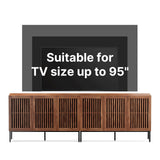 BVIUNTWO Farmhouse TV Stand for TVs up to 100 inch, 2 in 1 Entertainment Center TV Console with Storage Cabinets and Metal Base, Media Console for Living Room, Brown BVIUNTWO