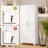 RISTERN White Pantry Storage Cabinet,71" Kitchen Pantry with Doors and 4 Adjustable Shelves, Metal Storage Cabinet, for Office, Home, Garage, School RISTERN