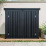 JT Metal Garbage Bin Shed, 65" x 54" x 60" Outdoor Storage Shed with Lockable Door, Waterproof Galvanized Trash Can for Garden Patio, Backyard, Lawn, Black JT
