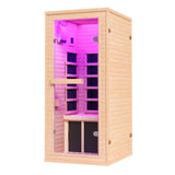 Albott Infrared Sauna 1 Person, Infrared Saunas for Home, 930W/110V Hemlock Wood Dry Sauna with Tourmaline Stone Foot Warmer, 7-Color Light Therapy, 2 Bluetooth Speakers, 27.2"x32.3"x61" Albott