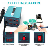 Bakon 852d+ Heat Gun And Soldering Iron 2-In-1 Kit, Smd Hot Air Rework Soldering Station, Multiple Functions Electronics Kit, Led Digital Display, Knob Type Adjustable Temperature (BK852D+) BAKON