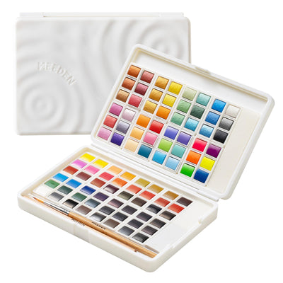 MEEDEN Watercolor Paint Set 96 Colors in Portable Box, Paint Kit with Brush, Palette, Art Supplies, Customizable Color Blocks, Bright Watercolors Travel Set for Adult Teens Beginner Amateur Artists