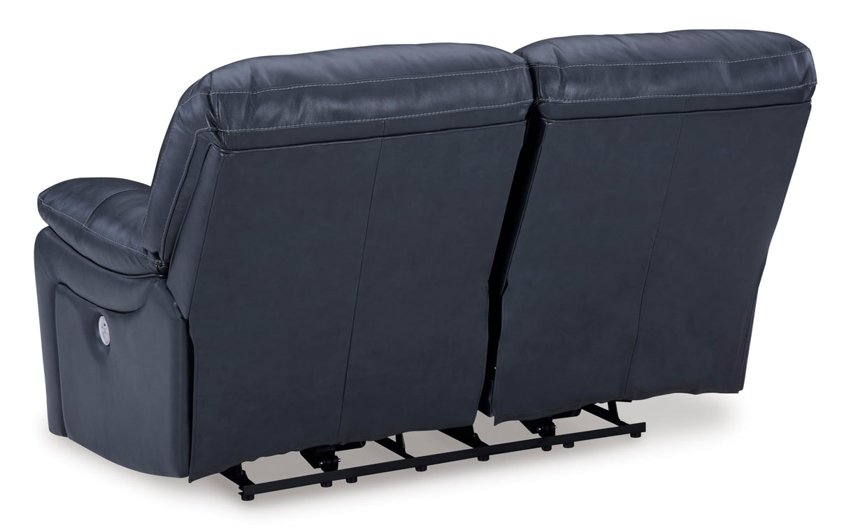 Signature Design by Ashley Leesworth Modern Power Reclining Loveseat with USB Charging Ports, Blue Signature Design by Ashley