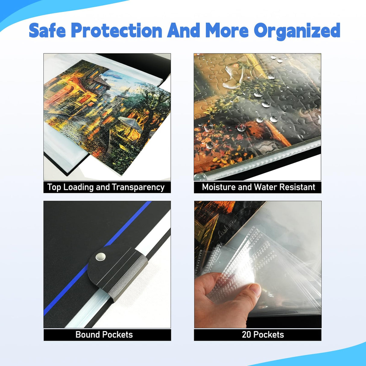 ALL4JIG Extra Large Puzzle Storage Folder Keeper for Jigsaw Enthusiasts - Space-Saving Organizer, Holds 20 Puzzles, 31.1x25.59x2.56 inches, HD Film Pockets Birthday Gifts for Mom & Grandma ALL4JIG