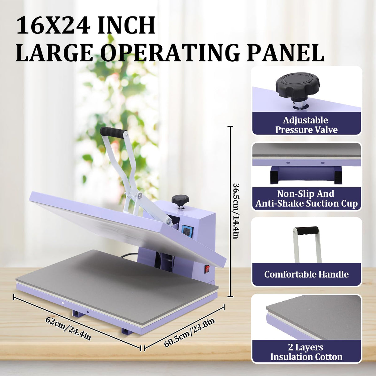 Festisoul Heat Press, 16x24 Inch Machine - Professional Grade, Digital Display, Adjustable Pressure & Temperature for T-Shirts, Hoodies, Bags | 110V Festisoul