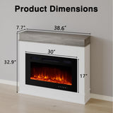 ERGOSOFT 39" Electric Fireplace with Mantel, Fireplace TV Stand with 30" Electric Fireplace Heater, Low Noise, Remote Control, Touch Screen, Timer, Adjustable Flame Color & Brightness ERGOSOFT