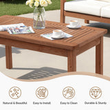 VINGLI Outdoor Wood Coffee Table, 35" Farmhouse Side Table for Patio, Solid Cedar Wood Accent Table with Slatted Tabletop, Weather-Resistant End Table for Garden, Poolside, Lawn, Living Room (Brown) VINGLI