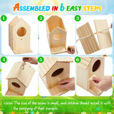 Liliful 4 Pack Birdhouse Kit DIY Wooden Bird House with Paint and Paintbrushes Arts and Crafts Painting Kits for Boys Girls Adults Build Paint Fun Classroom Birthday Indoor Outdoor Craft (Cute) Liliful