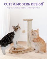Made4Pets Cat Scratching Post Cat Scratcher Kitten Toys for Indoor Cats Wooden Ball Track Two-Layer Modern Sisal 17.7" Tall Scratch Post Interactive Toy with Dangling Ball MADE 4 PETS