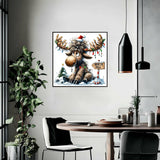 YQFCZDQ Winter Christmas Diamond Art Kits for Adults,DIY Cute Deer 5D Diamond Painting Kits Round Diamond Dots for Beginners,Full Drill Paint with Diamonds Pictures Gem Art Home Decor 13.78 x 13.78 In YQFCZDQ