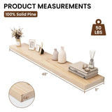 Heimlove Wood Floating Shelves for Wall,Fireplace Mantel Shelves,Rustic Farmhouse Floating Shelves 48 inch,Solid Pine Wood Wall Shelf for Bathroom,Bedroom,Living Room,Kitchen,Office Decor-Natural Heimlove